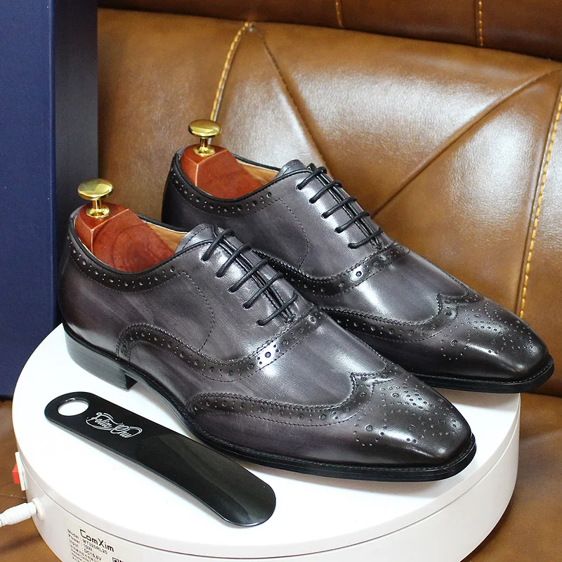 Size 6-13 Handcrafted Mens Wingtip Oxford Shoes Genuine Calfskin Leather Brogue Dress Shoes Classic Business Formal Shoes Man 1 Size 6-13 Handcrafted Mens Wingtip Oxford Shoes Genuine Calfskin Leather Brogue Dress Shoes Classic Business Formal Shoes Man 1