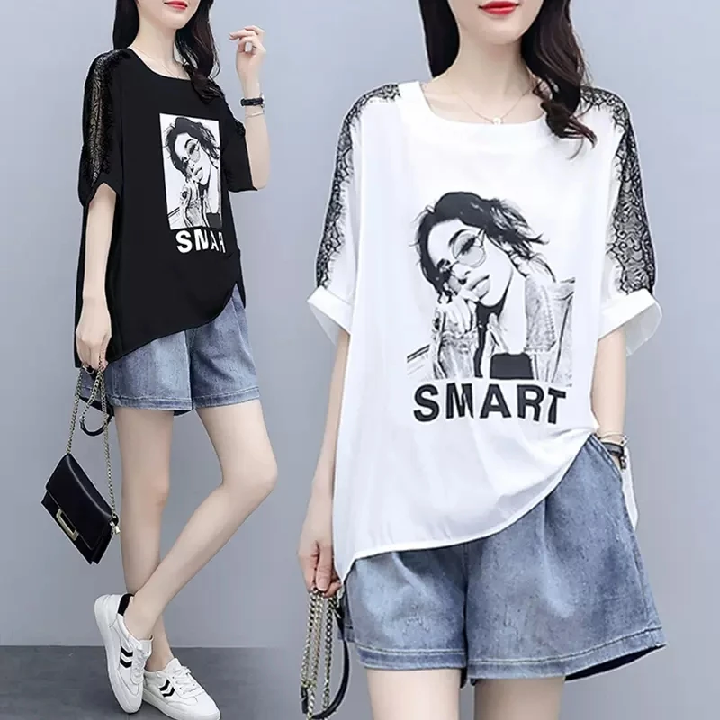 

Fashion Slim Sets Women's Clothing Summer Short Sleeve t Shirts 2023 Casual Oversize Denim Shorts+T-shirt Two Piece Suits FP786