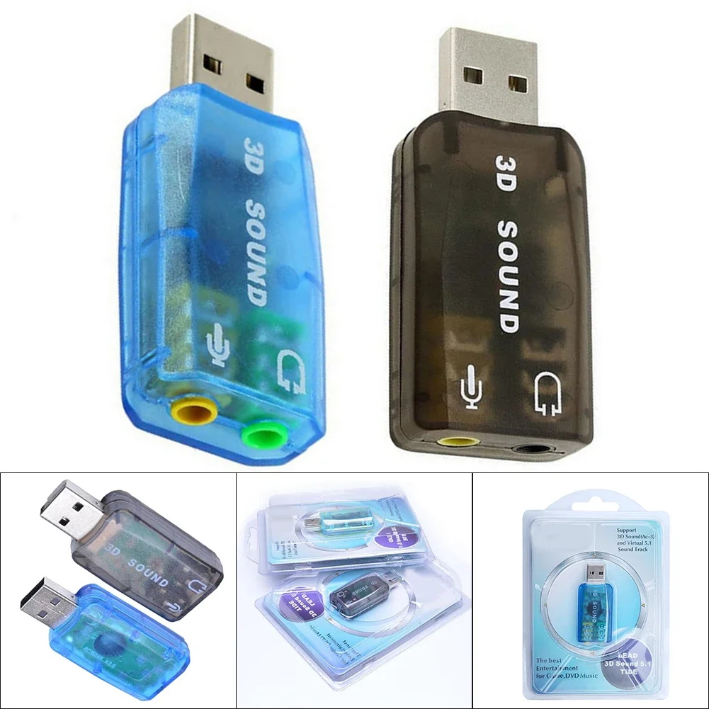 Внешняя звуковая карта USB 3 5-канальный интерфейс микрофон и стереонаушники 3D