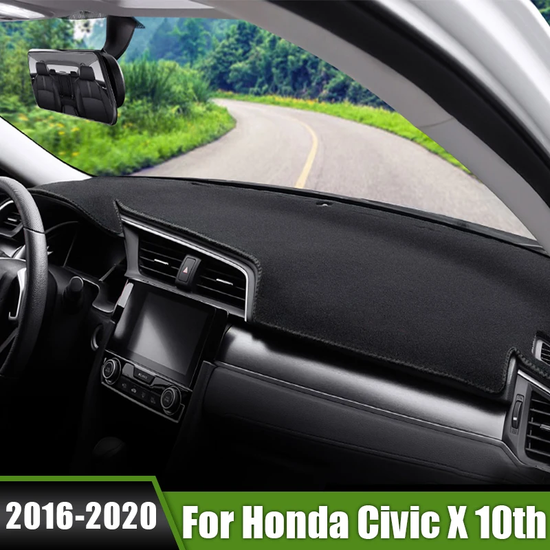 

For Honda Civic X 10th 2016 2017 2018 2019 2020 Car Dashboard Cover Sun Shade Mats Avoid Light Pads Anti-UV Case Non-Slip Carpet