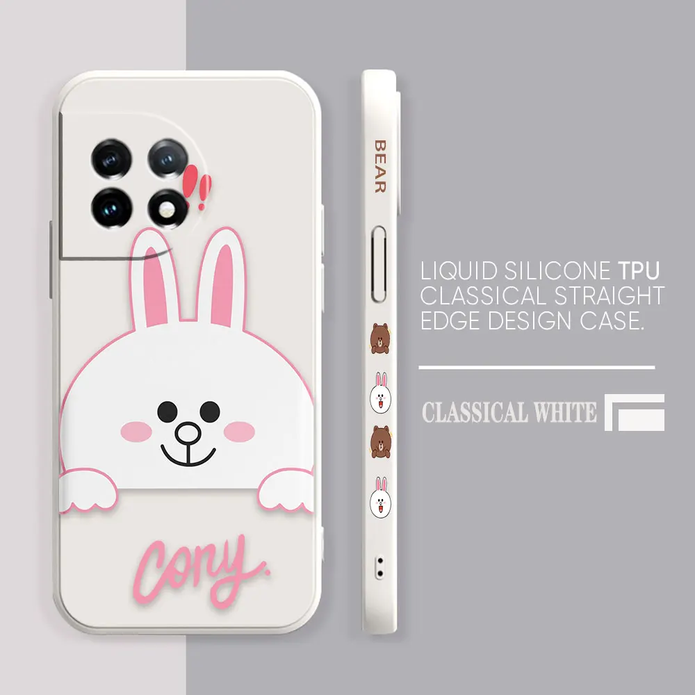 Phone Case For Oneplus 11 10 9 9R 9RT 8 8T 7 7T 5 5T 6 ACE 2V NORD Pro Liquid Case Cover Funda Cqoue Shell Capa Cute Brown Bear