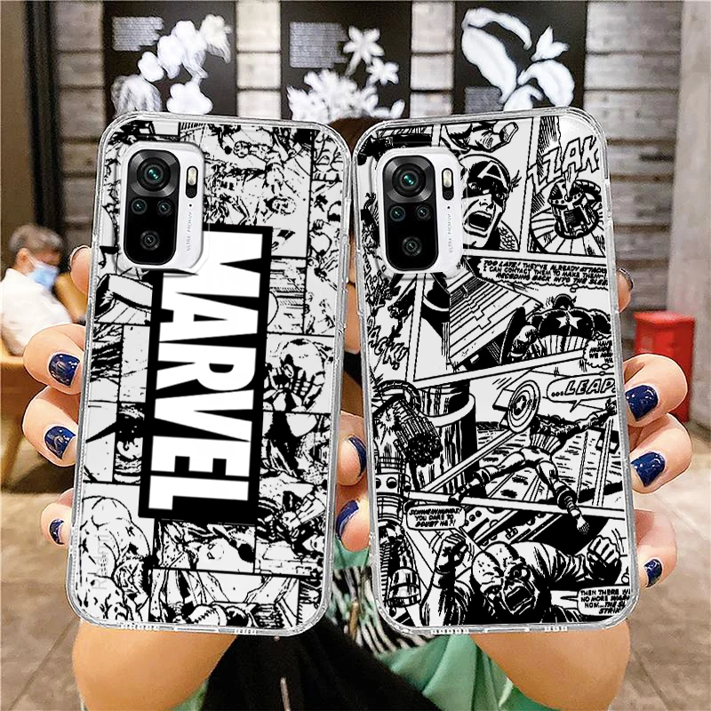 

Marvel Superhero Anime For Xiaomi Redmi Note 12 10 11 9 Pro Plus Speed 11S 11T 10S 9T 9S 8 5G Transparent Phone Case Cover