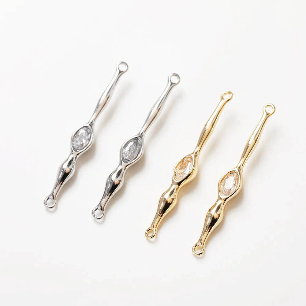 

4PCS 14k Gold Plated Long Strip Connectors Pendant Jewelry Making Tools DIY Hand Made Brass Accessories 5*38mm