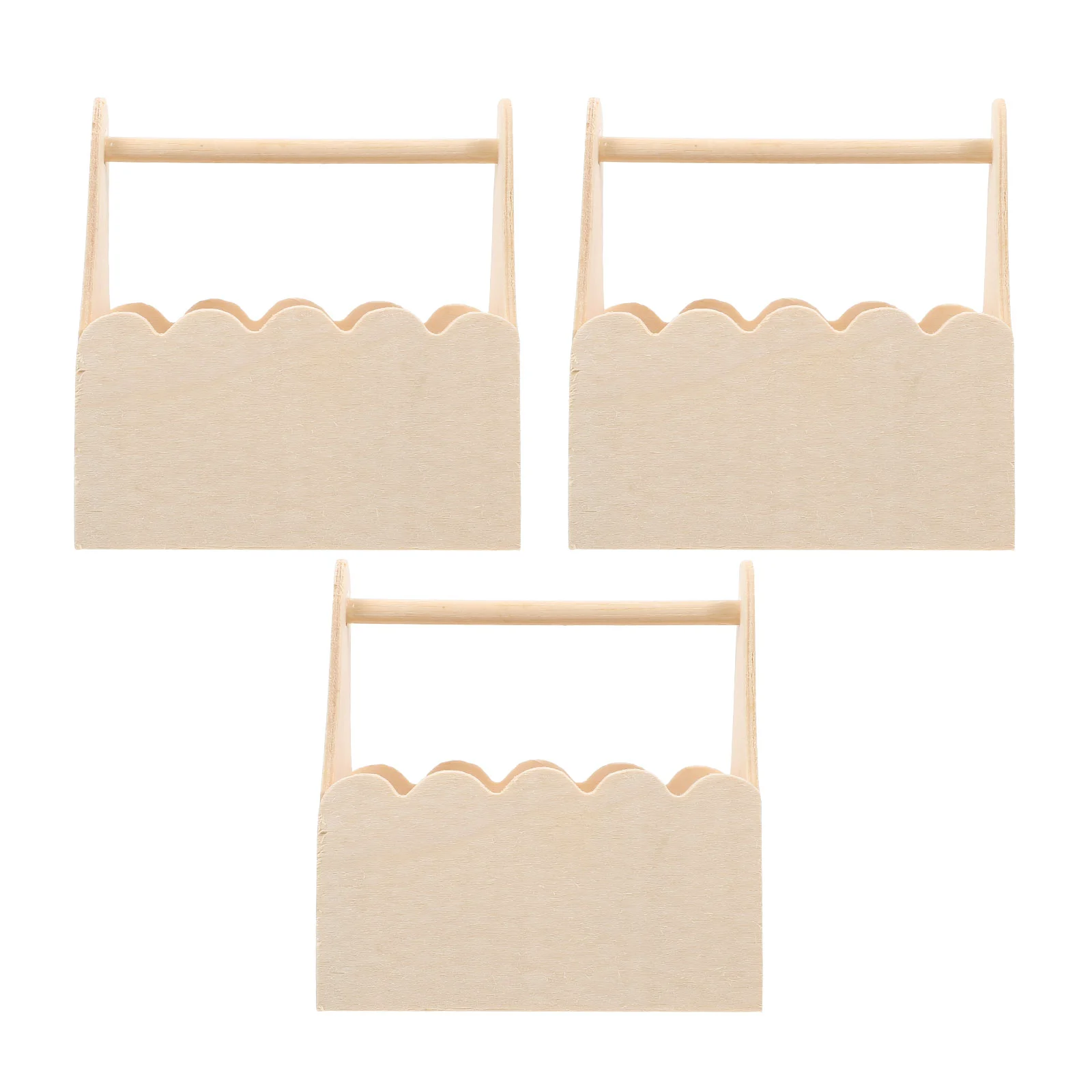 

3Pcs DIY Wooden Hand Basket Unfinished Hand Basket Blank Hand Basket for Kids