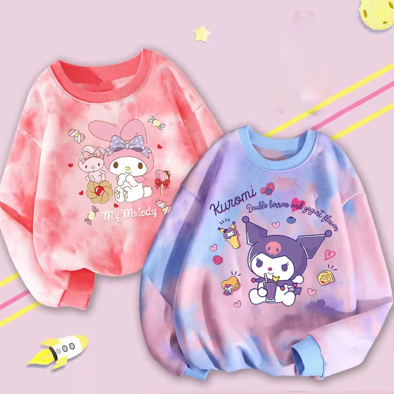 

Anime Cute Hoodies Kawaii Kuromi My Melody Sanrio Cartoon Children Sweatshirt Students Casual Tops for Kids Festival Gifts Girls