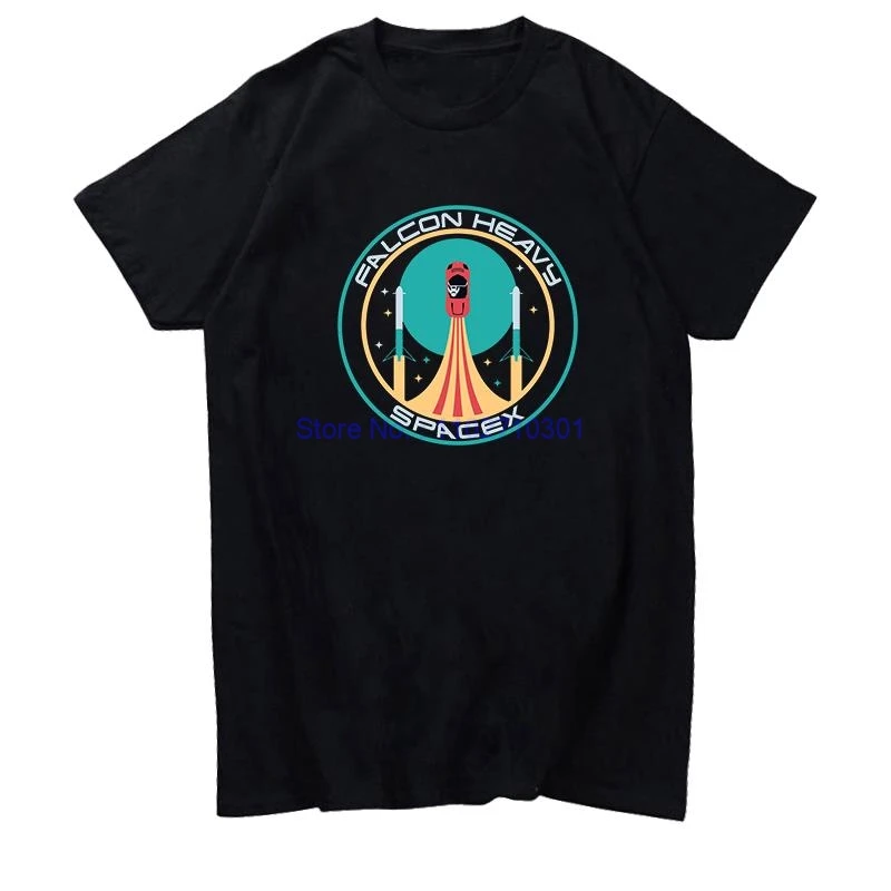 Футболки с рисунком Heavy Falcon Space X Patch Elon Musk Spacex Classic Harajuku большие футболки короткими