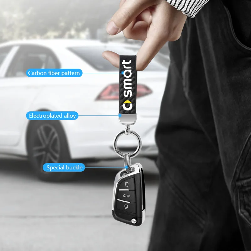 Автомобильный брелок из углеродного волокна кожа для Smart Fortwo 451 450 453 EQ Four Coupe Cabrio