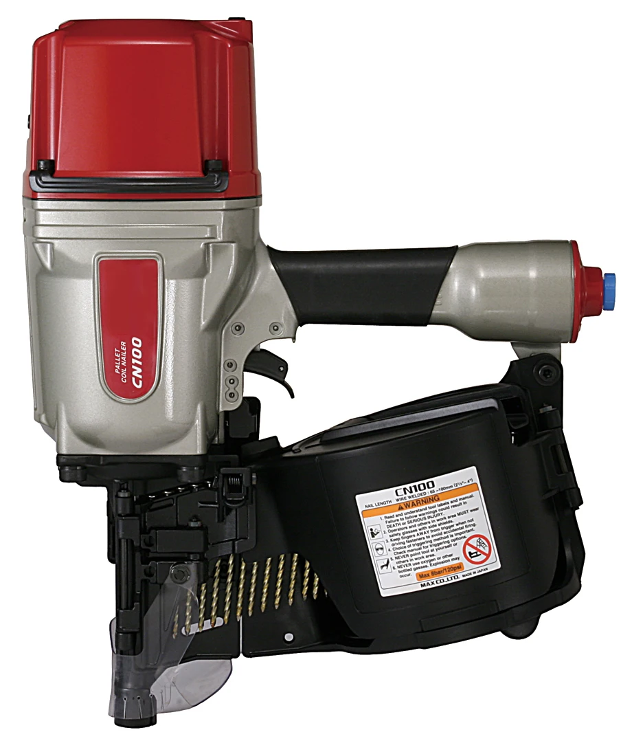 CN100 Heavy Duty Pallets and Crating Air Coil Nailer.Max Air Power 100mm Coil Nailer.