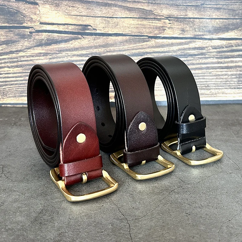 Belt Men's Leather Needle Buckle Head Layer Real Cowhide Retro Men's Belt Handmade Casual Trend Men's Pantband Cowhide