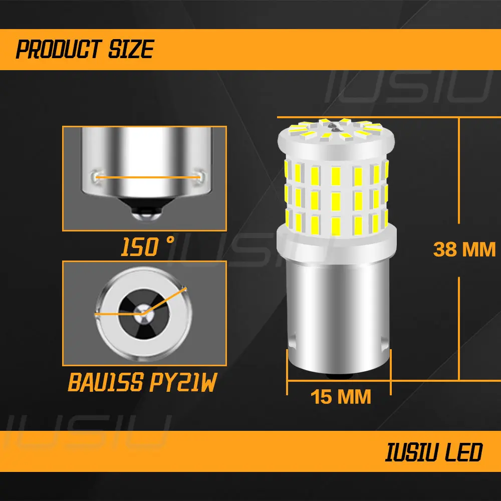 Фото Керамическая Светодиодная лампа IUSIU 1x 57SMD P21W 1157 BAU15S PY21W R5W R10W 1156 BA15S BAY15D P21/5W, стоп-сигнал заднего хода, Автомобильные фары №2