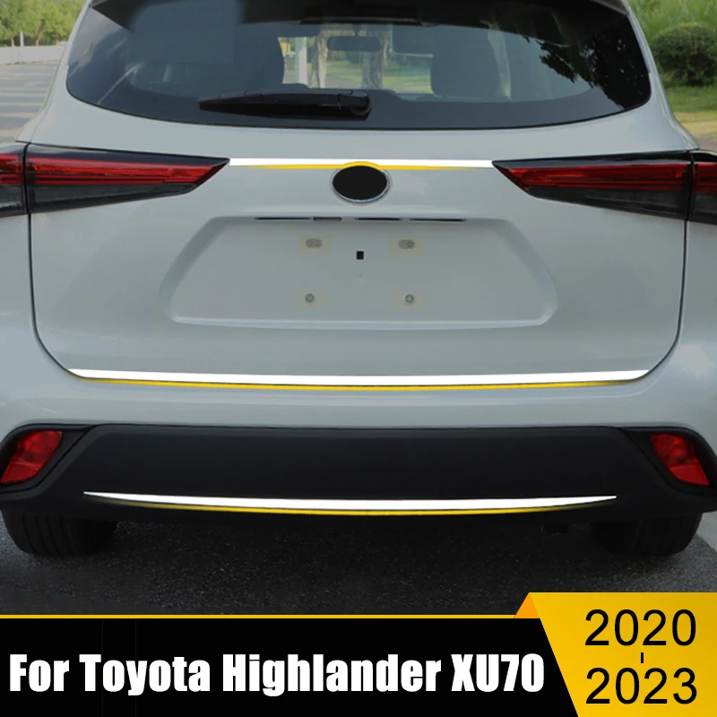 

For Toyota Highlander XU70 Kluger 2020 2021 2022 2023 Stainless Car Rear Trunk Cover Tail Gate Trim Sticker Mouldings Strips