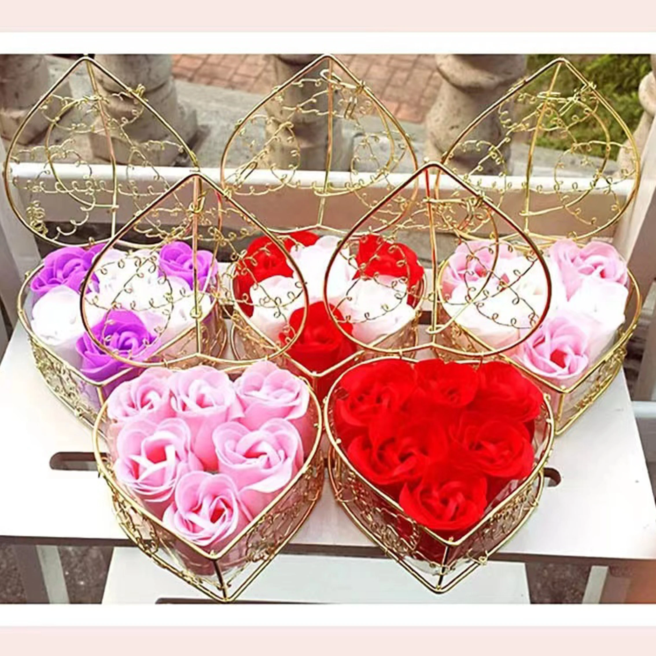 

1 set of iron basket rose flower soap gift box birthday Valentine's Day wedding gift girlfriend woman wife Mother's Day gift