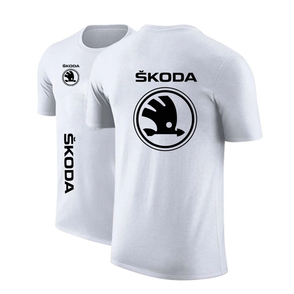 2022 мужские летние однотонные футболки с логотипом Skoda Car на заказ хлопковые