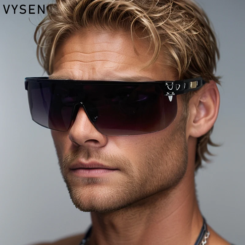 Мужские солнцезащитные очки с прямоугольным щитом 2024 элитный бренд модные