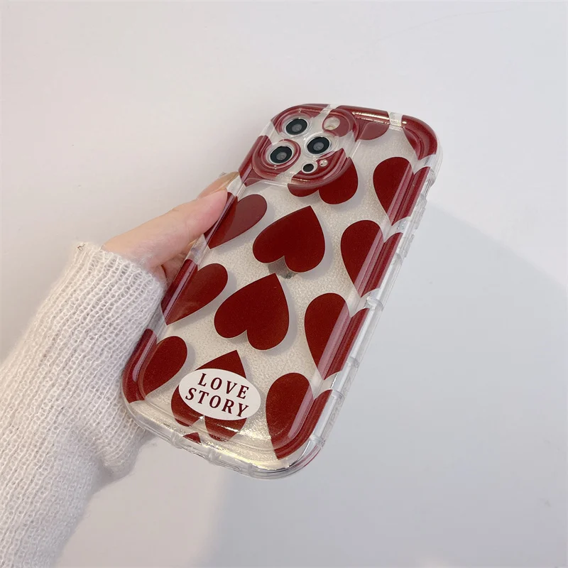 Wine Red Love Phone Case For iPhone 14 13 12 11 Pro XS MAX XR 7 8 Plus Mini SE2020 Silicone Cover Cases