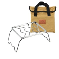 outdoor portable foldable stove bracket accessories adjustable height with storage bag barbecue net camping kitchenware