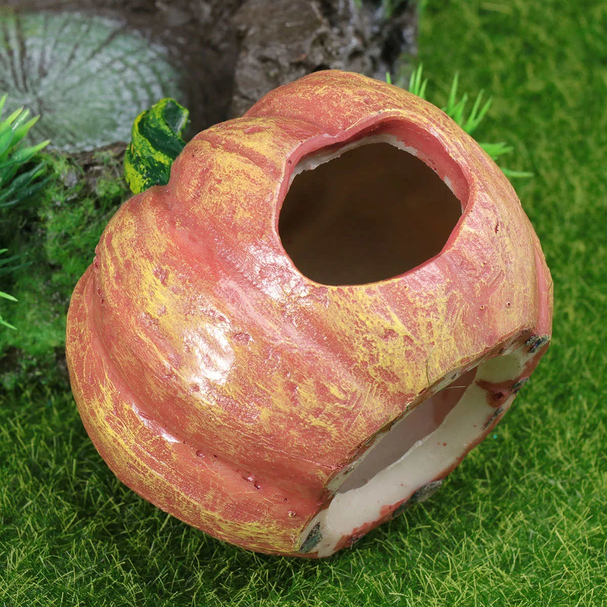 

Aquarium Pumpkin Fish House Resin Shrimp Habitat Hideout Cave Decorations Shelter Ornament Breeding Decor Betta Small Reptile