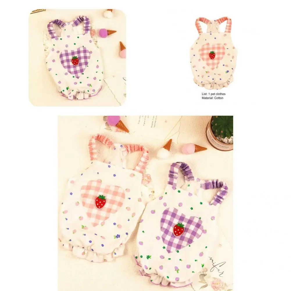 

Pet Clothes Excellent Puppy Strawberry Pattern Print Dress Pet Supplies Eco-friendly Easy-wearing Puppy Apparel