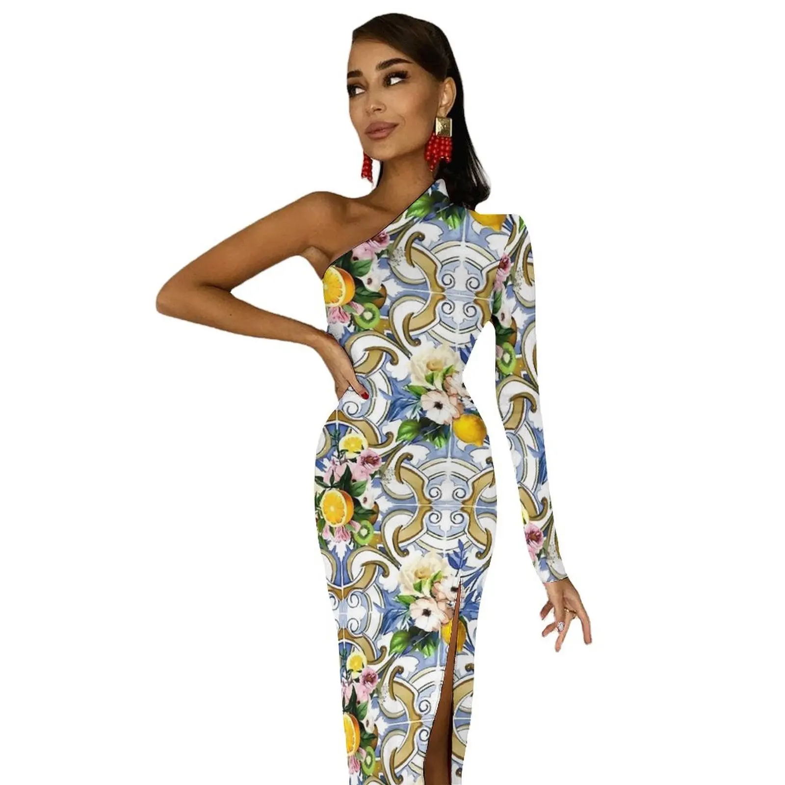 Лимонное длинное платье в стиле ретро женское вечернее макси из сицилийской