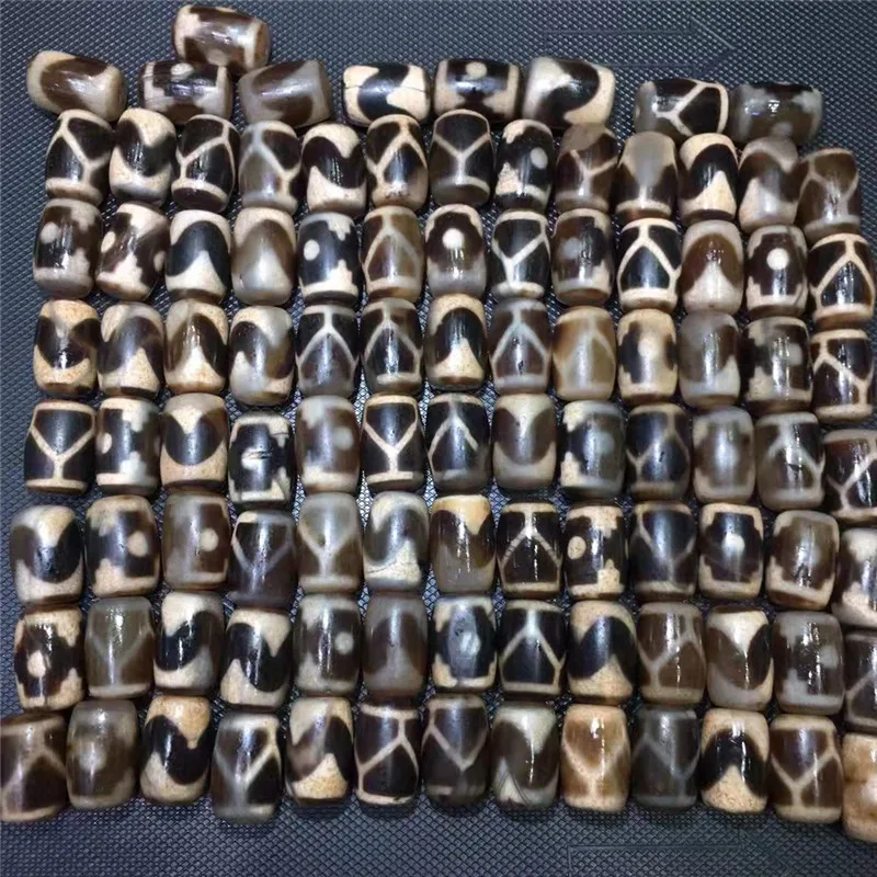 

220219-2 Different Totems 100pcs/lot Bucket Bead Magic Power Old Fire DZi Bead 13mm*19mm Amulet Collection Jewelry DIY Beads