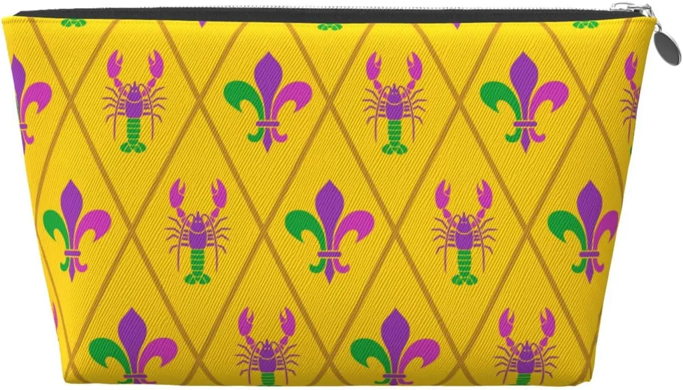 Mardi Gras Crayfish and Fleur de lis Косметичка для женщин Дорожный размер Туалетные