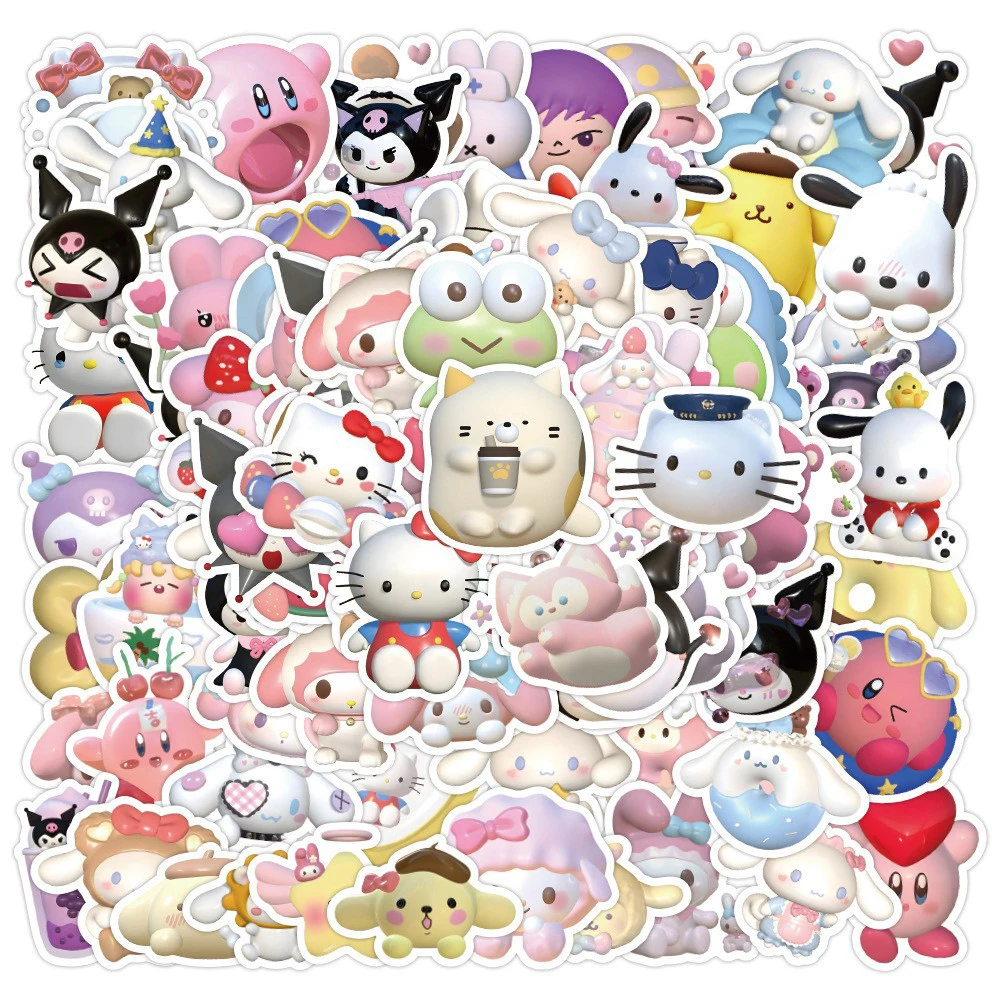 

10/30/50/120pcs Cute Mix Cartoon Anime Stickers Hello Kitty Kuromi Decal Laptop Scrapbook Luggage Phone Graffiti Sticker Kid Toy