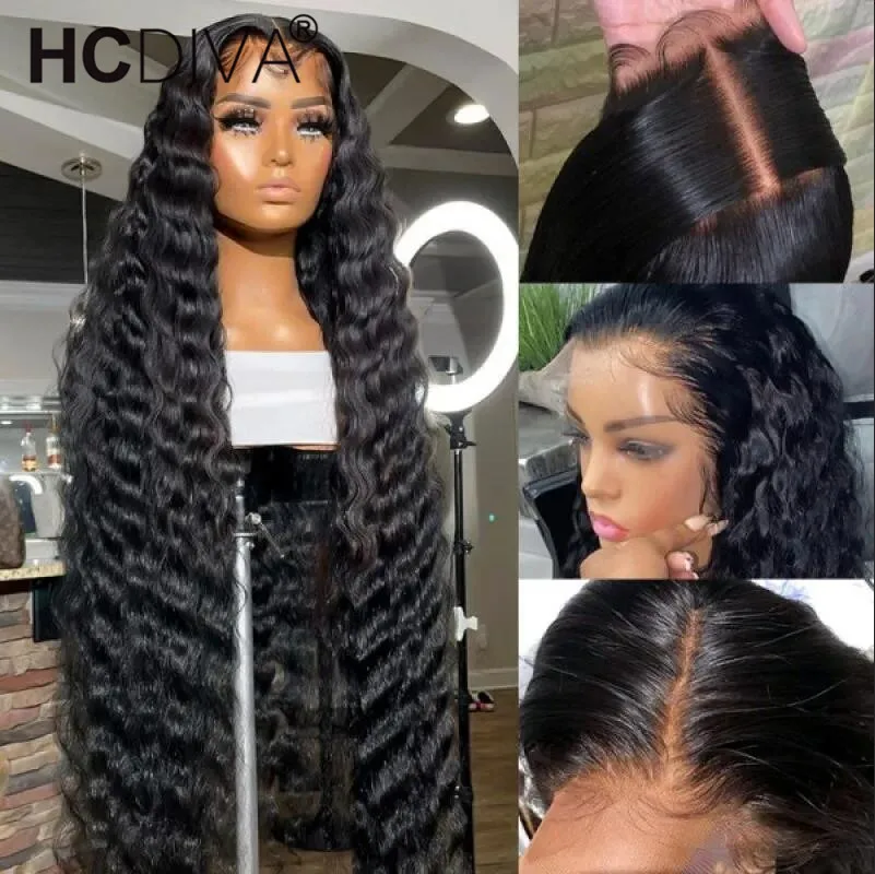 

Парик Deep Wave HD на сетке спереди, 13x 4, парик из человеческих волос на сетке спереди для женщин, бразильский прозрачный парик на сетке спереди, п...