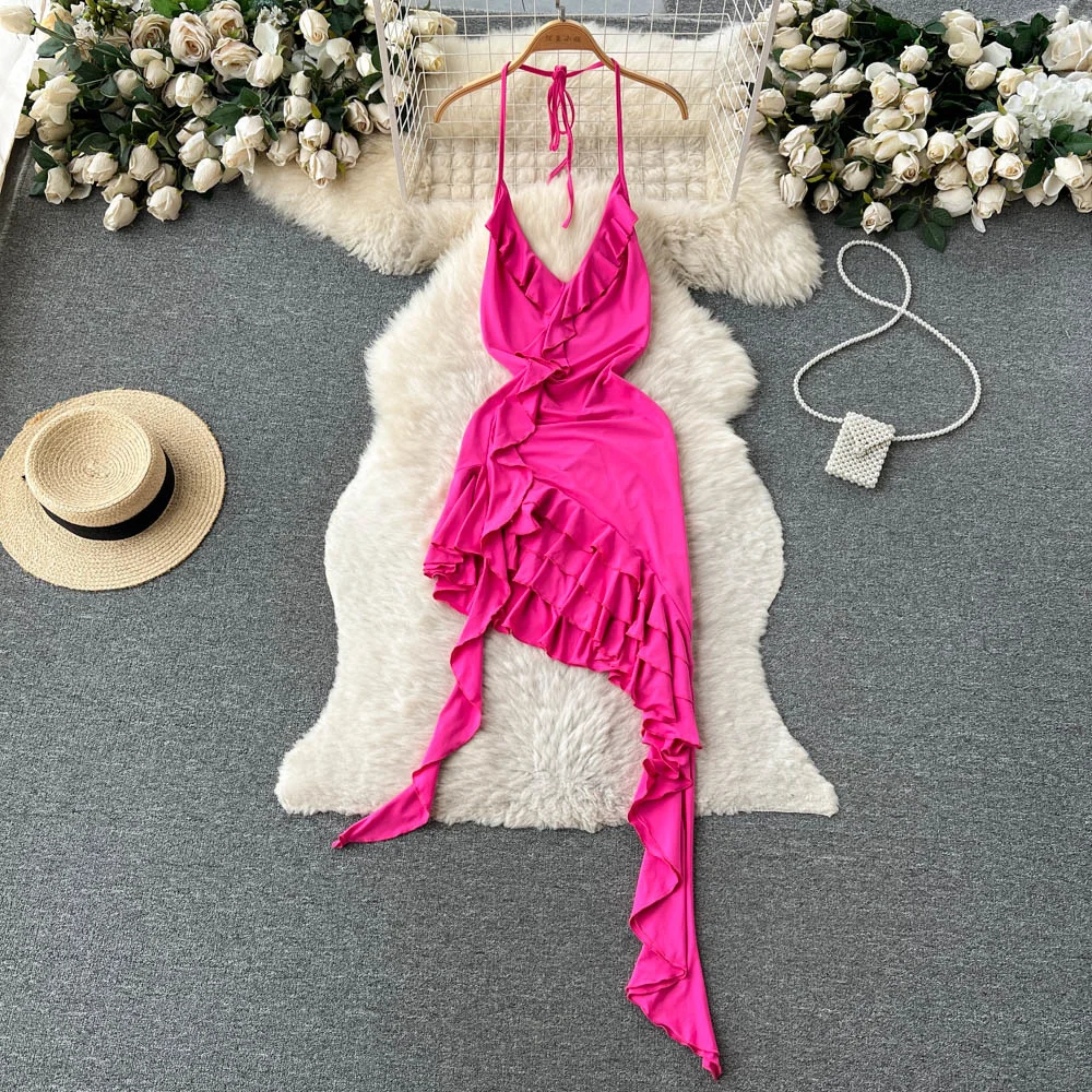 

2022 искушение: сексуальное и шикарное летнее платье с асимметричным подолом и оборками