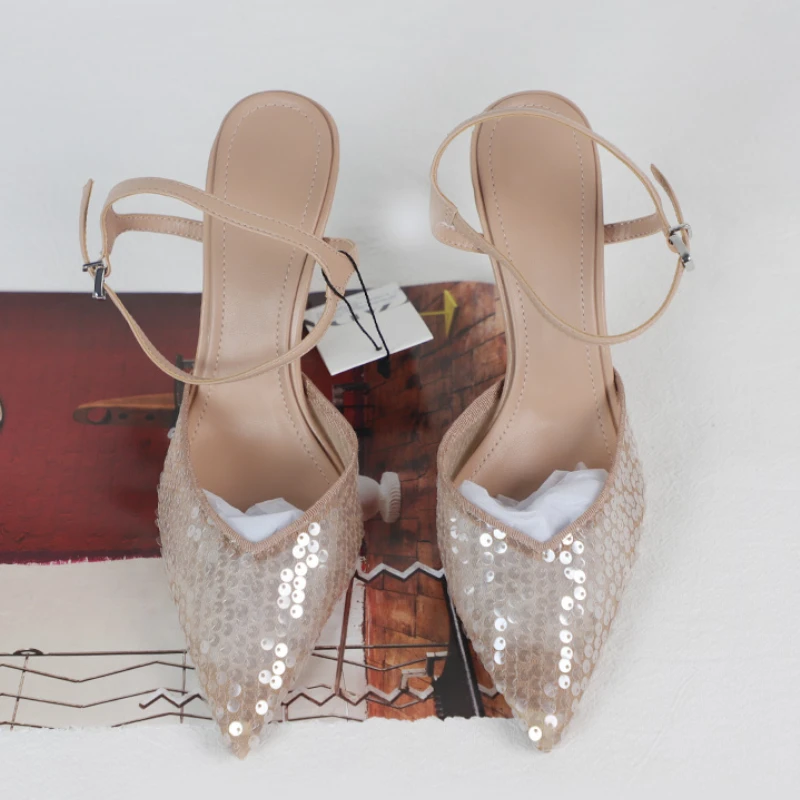 Роскошные женские туфли-лодочки с блестками для свадьбы элегантные пикантные