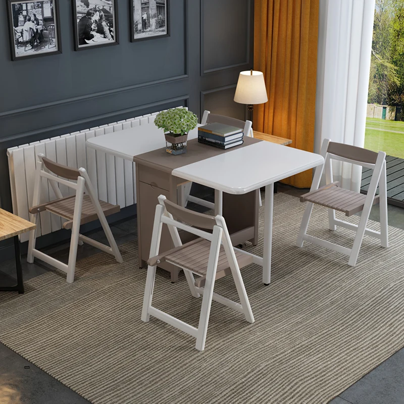 Складные обеденные столы из дерева белые кухонные мобильные маленькие