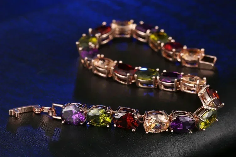 Высококачественный Женский браслет из розового золота с цирконием Мона Лизы