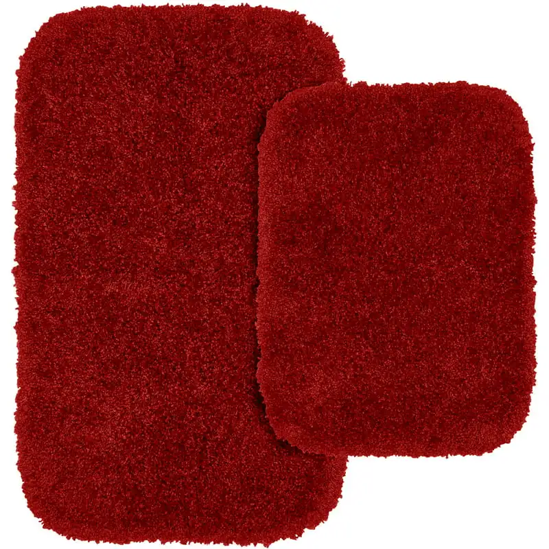 

Rug Serendipity 2 Piece Shaggy Nylon Washable Bathroom Rug Set Chili Pepper Red