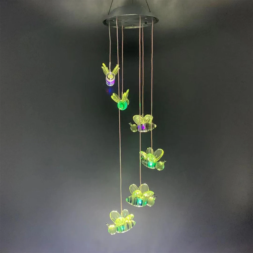 

Wind Chimes Lights Outdoor Waterproof Hanging Light Landscape Lighting Plain-Dyed Wind-Bell Figurine Lamp Balcony Black