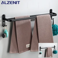 towel bar 40 60cm double rod rail rack with hook wall mount holder bathroom accessories matte black shower hanger aluminum shelf