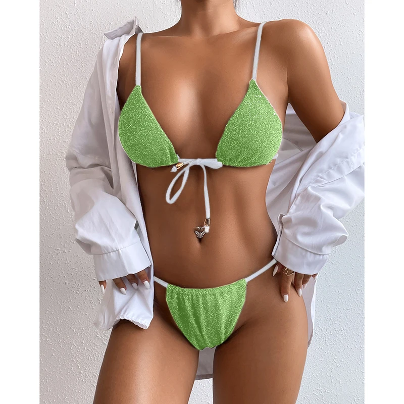 Сексуальный купальник HONGHANYUAN женский повязки с блестками комплект бикини пуш-ап