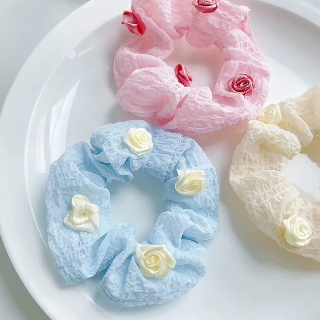 

Solid Color Elastic Head Bands For Girls Women Flower Hair Tie Lady Hair Rope Fashion Hair Accessories Korean Scrunchie Ponytail