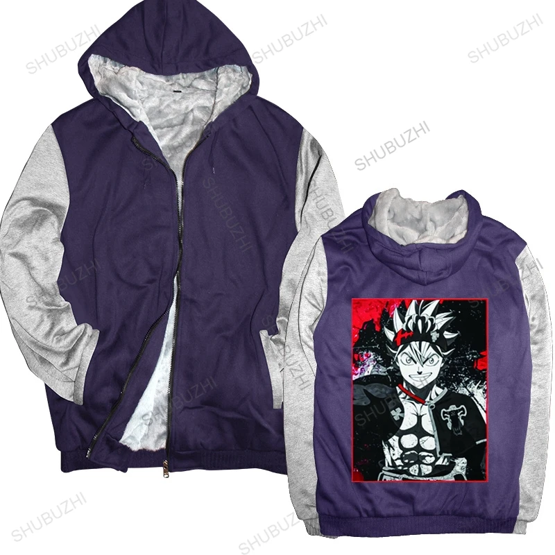 

Printed cartoon anime hoodie Asta Box black clover zipperd boy hoodie loose wild hoodie men's zipperd winter