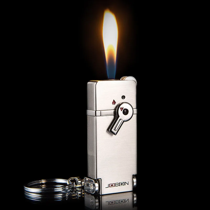 

New Metal Butane Gas Lighter Grinding Wheel Ignition Portable Keychain Switch Protection Lighter Men's Gift Smoking Accessories