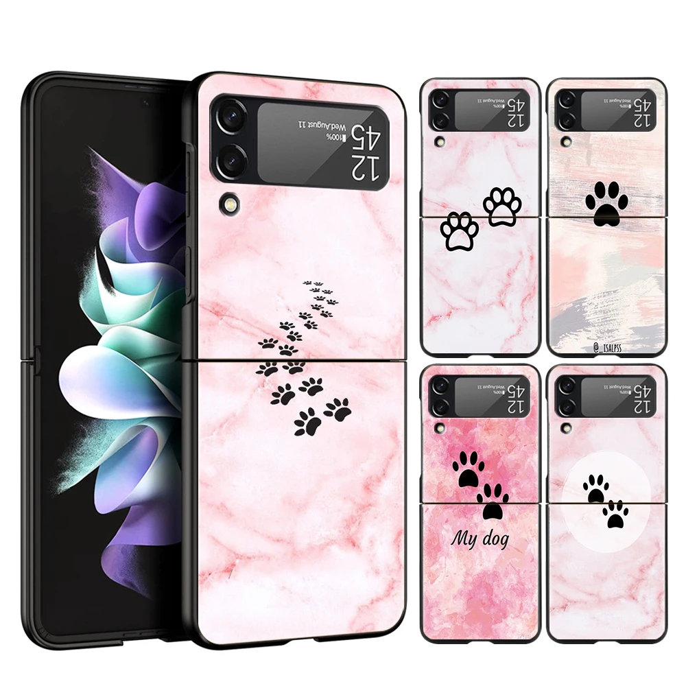 

Best Friends Dog Paws Phone Cover For Samsung Galaxy Z Flip 4 Case Black For Samsung Z Flip 3 Hard PC Luxury Foldable Shell Bag