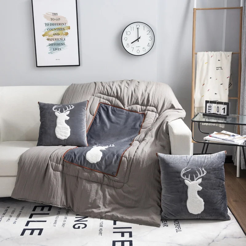 

Embroidered Pillow Quilt Decorative Cushions For Sofa Kit Dual-purpose Fur Cushion For Garden Furniture Foldable Computer Chair