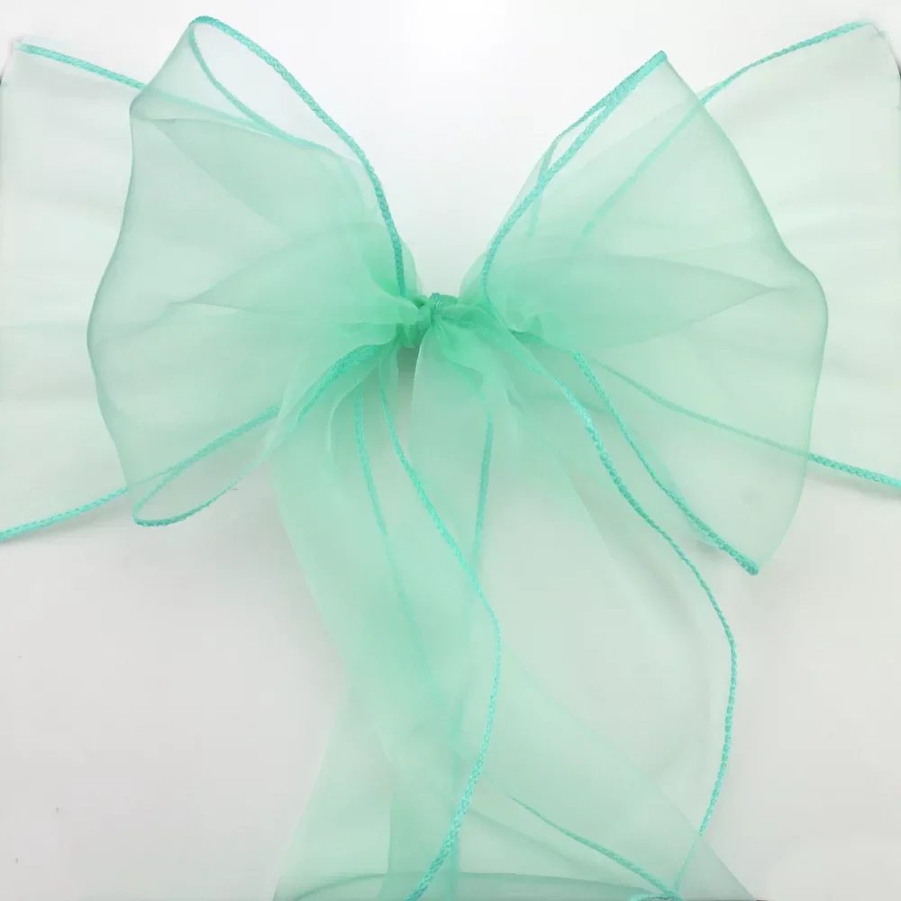 

Фабричная цена, 100 шт., высокое качество, мятно-зеленая органза, чехол на стул с поясом и бантом, свадебная фотография