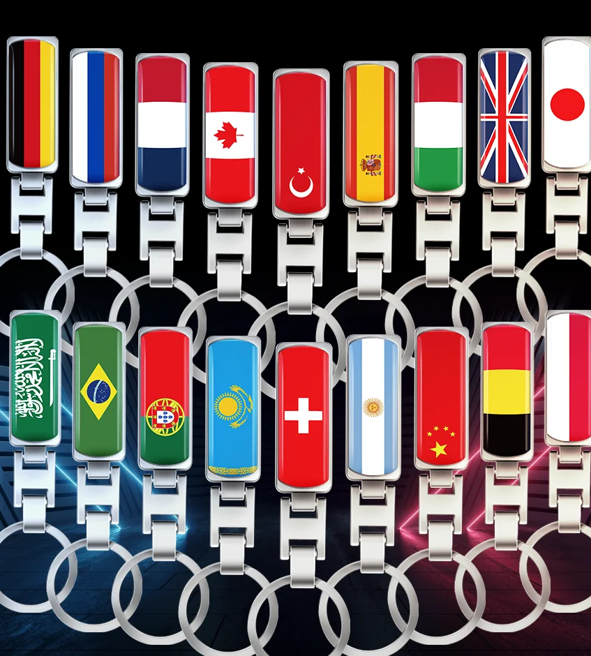 

1pcs 3D Epoxy Keychain Keyring Brazil Mexico Argentina National Singapore Turkey Flag Badges Car Motorcycle Key chain Key rings