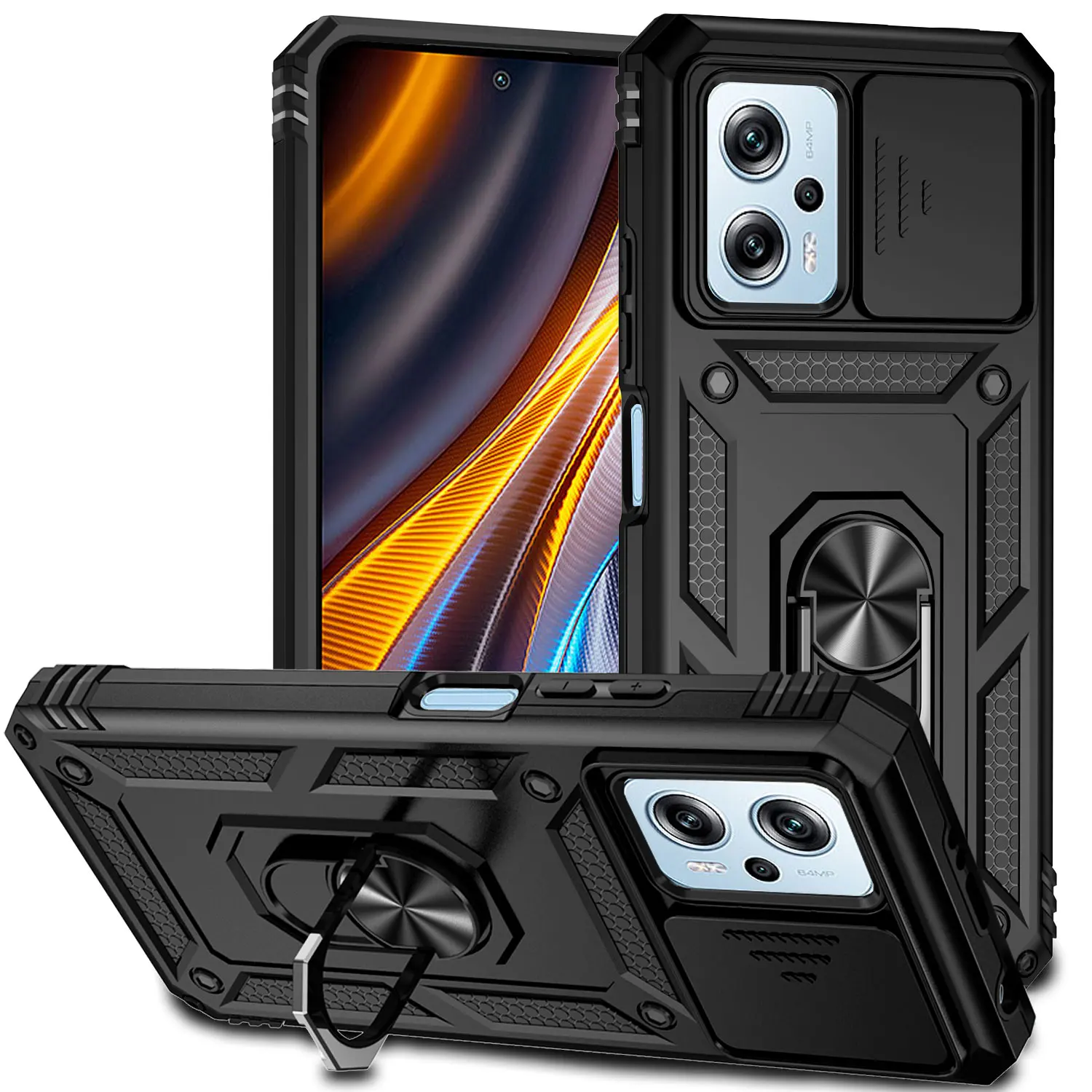 

Slide Camera Luxury Case for Xiaomi Redmi Note 11T Pro Plus Poco X4 GT 22041216C Car Magnetic Ring Holder Phone Cover Note11TPro