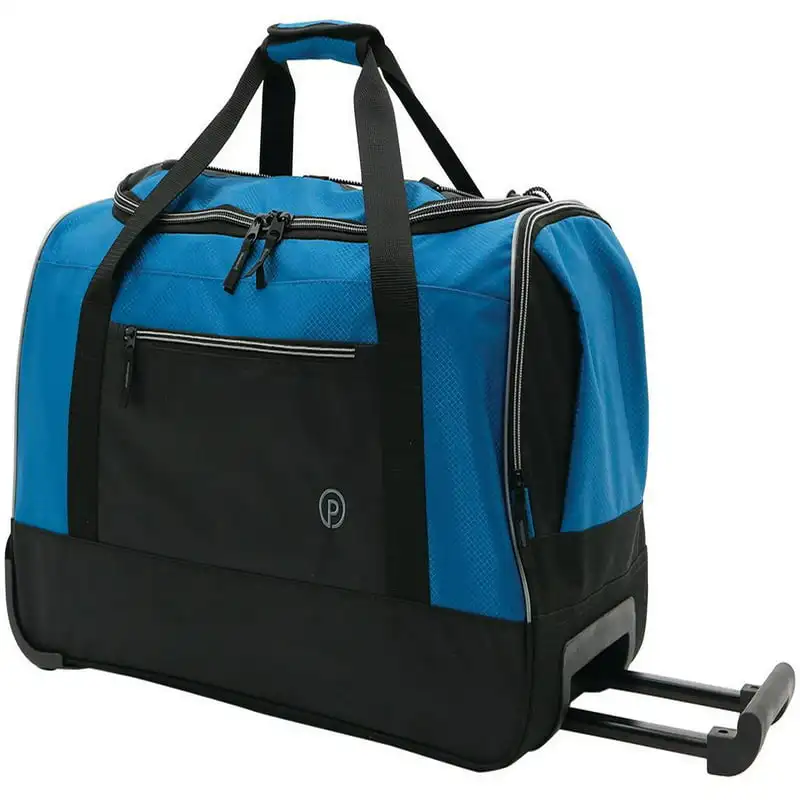 

The Perfect, Ease-Filled Way to Carry Your Stuff - Beautiful 25" Teal Rolling Travel Duffel Bag with Telescopic Handle!