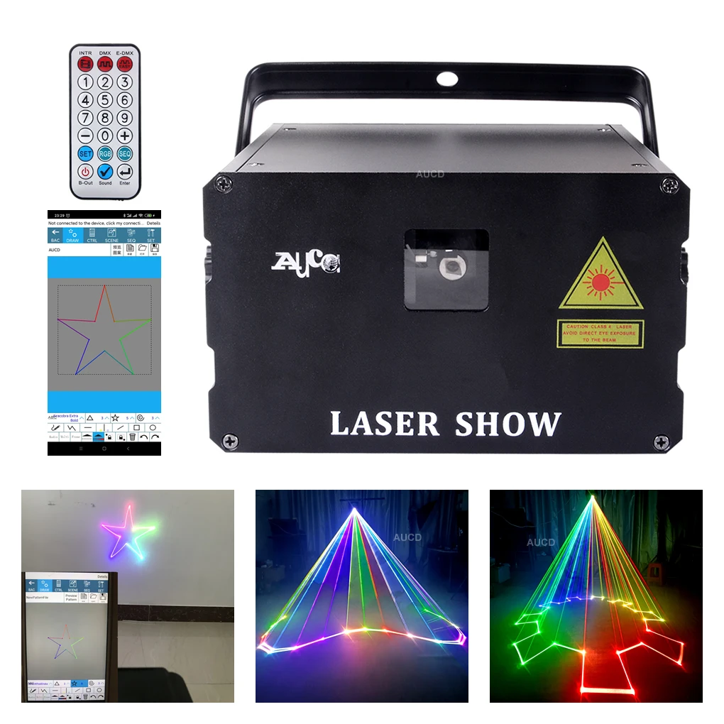 

Pro 3W 5W RGB Colorful Laser Projector Lights DMX Phone APP Edit Software Beam Animation Scan DJ Disco Show Party Stage Lighting