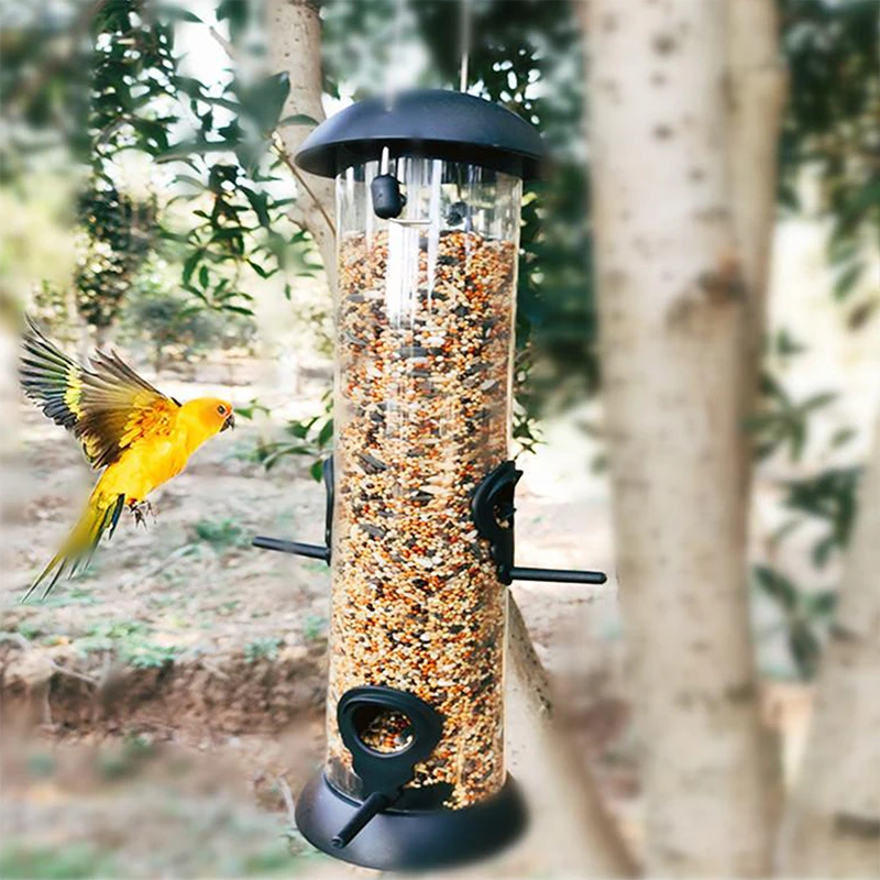 

Window Bird Feeder Outdoor Gardening Transparent Wild Bird Feeder Automatic Bird Seed Food Dispenser Feeder Accessories