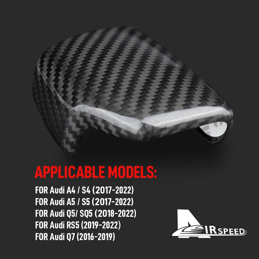 Наклейка AIRSPEED для Audi A4 B9 A5 Q7 4M Q5 FY на крышку рычага переключения передач автомобиля, аксессуары для отделки интерьера LHD RHD из настоящего углеродного волокна.