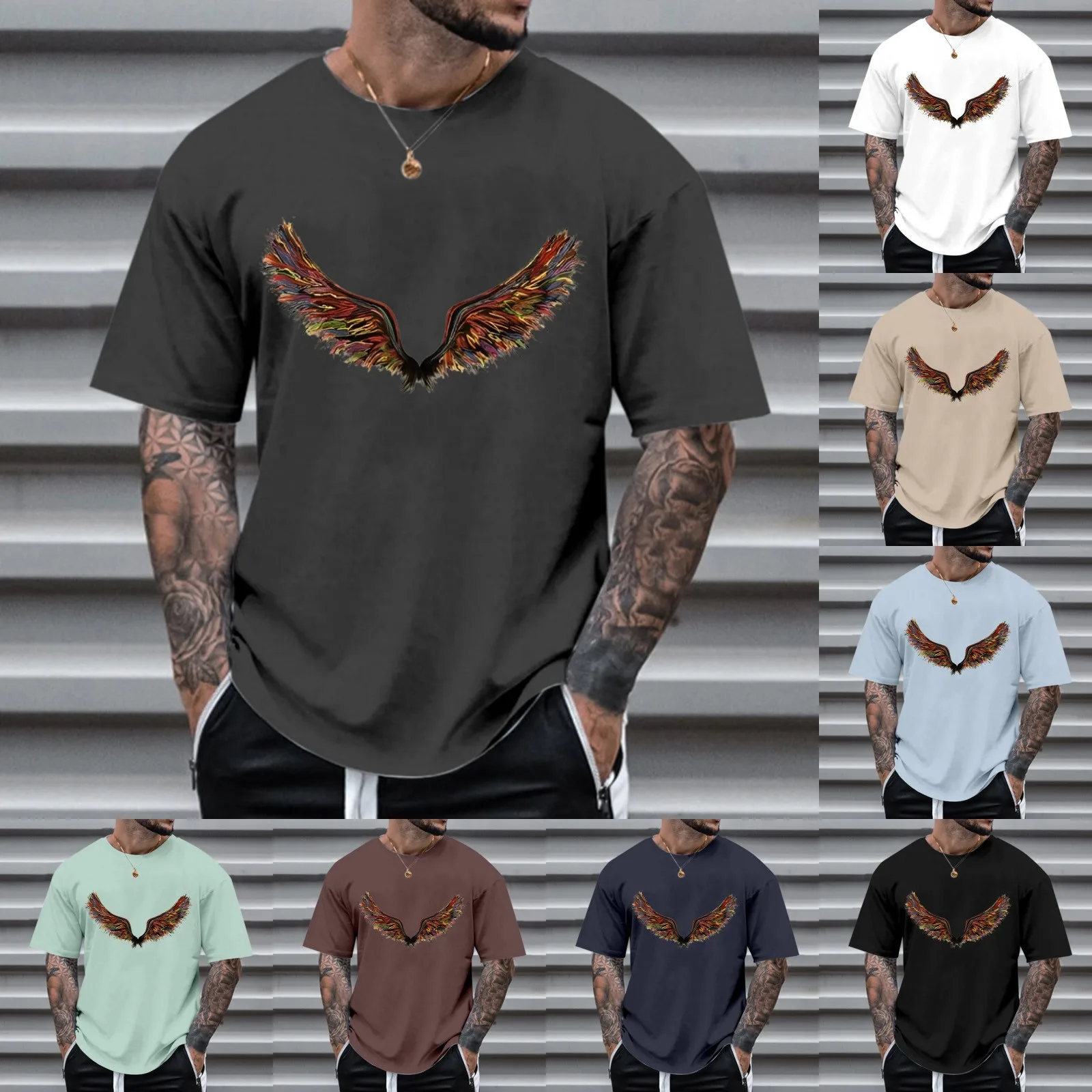 

Compression Shirt Men Male Spring And Summer Casual Retro Partial Printing T Shirt Round Neck Short Sleeve Mom