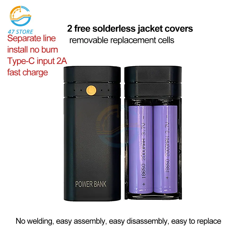 Портативный внешний аккумулятор, набор для самостоятельной сборки, внешний аккумулятор для быстрой зарядки 2x1865 0, внешний аккумулятор для самостоятельной сборки, внешний аккумулятор, коробка для хранения