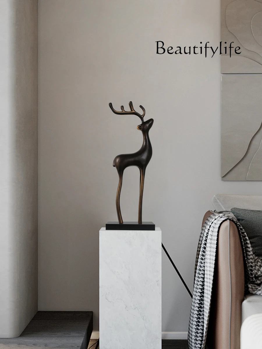 Lucky Deer украшение отеля гостиная вход дома свет роскошная деревянная скульптура